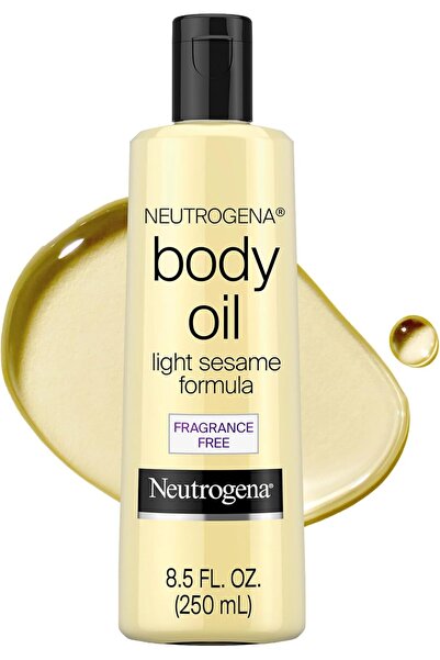 Neutrogena زيت جسم خفيف الوزن بدون عطر للبشرة الجافة، مرطب شفاف بتركيبة السمس...