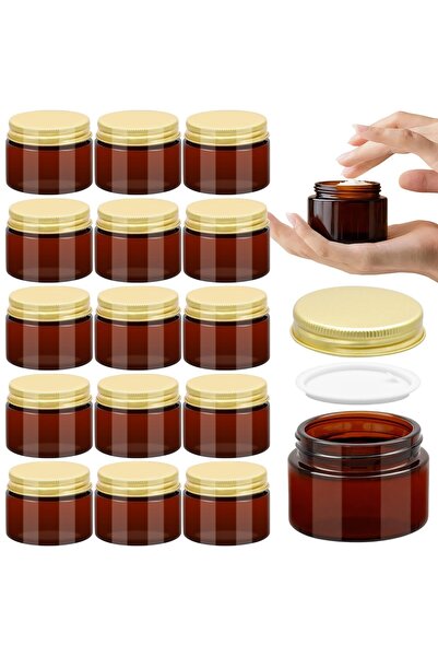 OEM Borcane cosmetice din sticlă chihlimbarie 50ml, 16 bucăți, cu capace din ...