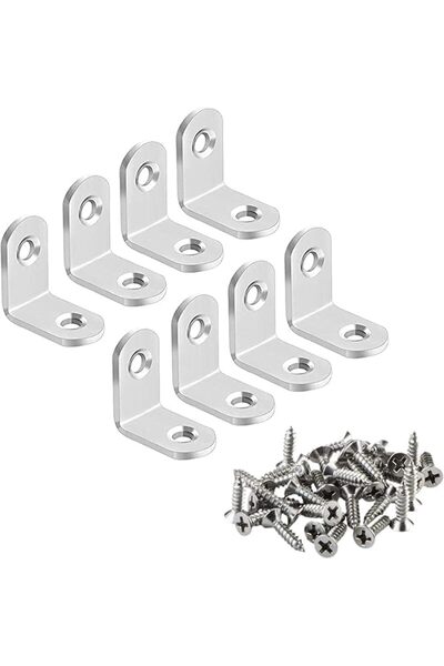 Duravel Stainless Steel L-Shaped Corner Brackets, 25x25x15mm, Set of 8 with S...