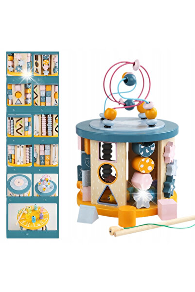 Stuniko ® Centru de Activități Montessori 8 în 1 din Lemn – Cub Educativ Rota...