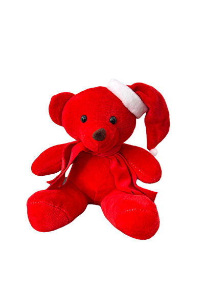 velve Ursulet de plus Criss, cu fular, caciula si sunete, inaltime 17 cm, Rosu
