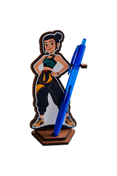 OEM Huntrix Zoey Kpop figurine, wood, 15 cm, pen holder