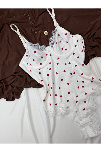 ROZENİN LINGERIE جسم ناعم الملمس ومرن مع تفاصيل من الدانتيل وأزرار كبس