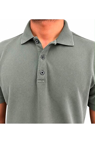 Erkek t-shirt Regular Fit Polo Yaka Yıkamalı Basic Tişört
