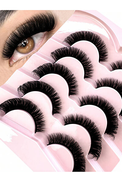 None رموش صناعية كثيفة جدًا من نوع D Curl، 5 أزواج، ناعمة وقابلة للثني وخفيفة...