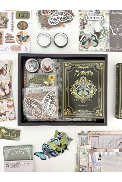 Kağıt Gemi Dükkan Vintage Butterfly Archive Kelebek Temalı 140 Parça Dopdolu ...