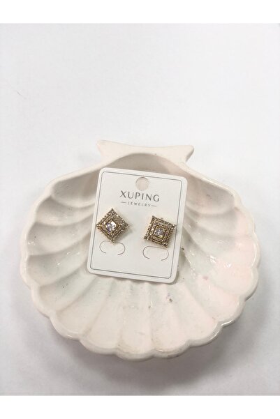 VLDORO Xuping Framed Square Zircon Stone Steel Earrings