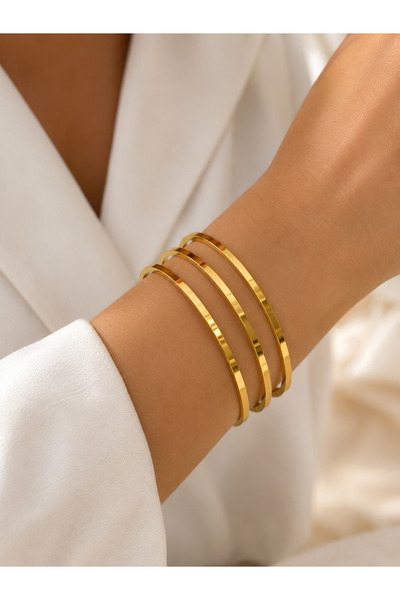 Genel Markalar Ajda Model Gold Çelik Bileklik 3’lü Set