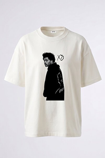 Anetos The Weeknd_15 Design Printed Oversize White T-Shirt