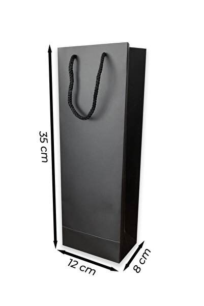 ABB Matbaa 10 Adet Siyah Şişe Boy Karton İpli Çanta Karton Poşet (12x35x8) - ...