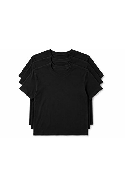 Erkek 3'lü Basic Siyah T-shirt