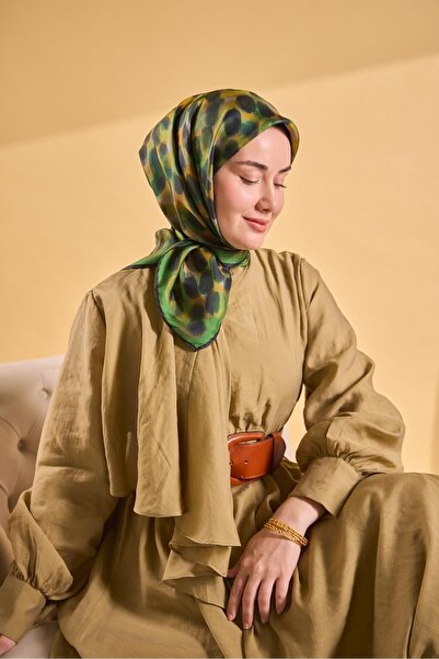 Silk Home Twill Silk Scarf Noiré Green 90X90