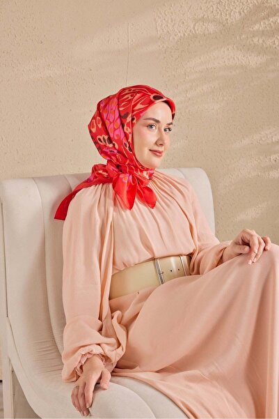 Silk Home Twill Silk Coral Scarf Flag Red 90X90