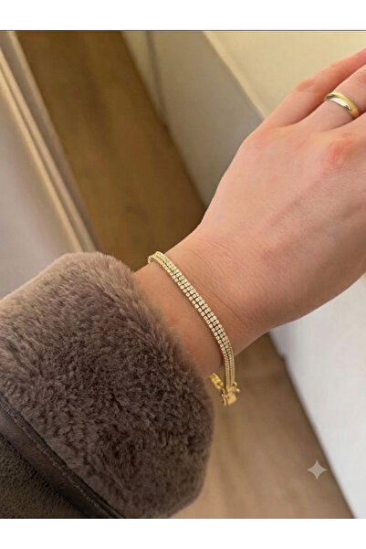 Nazellaa Gold Plated Zircon Stone Multi-Steel Bracelet
