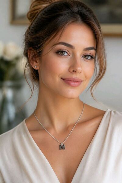 Monalisa Home Silver Color Steel Letter''M'' Flat Chain Necklace