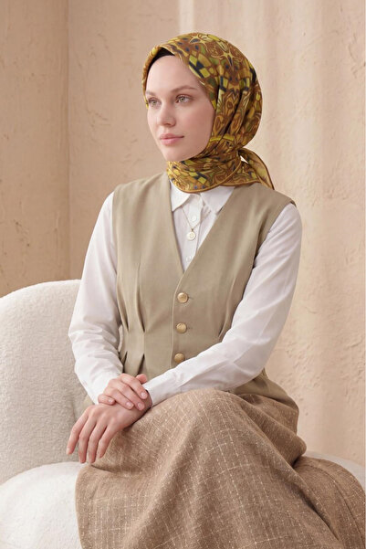 Silk Home Soft Scarf Geometric Tan 90X90