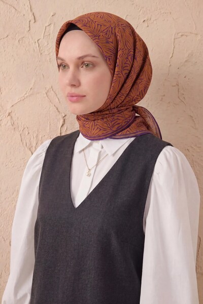 Silk Home Soft Scarf Lina Flora Taba 90X90