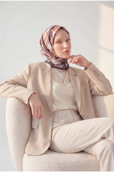 Silk Home وشاح لامع ذو ملمس مميز بنمط هندسي بلون نحاسي مدخن مقاوم للماء لامع ...
