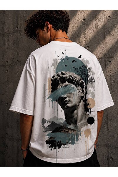 Vanteon Minimal Sanat Baskılı %100 Pamuk Oversize Tişört