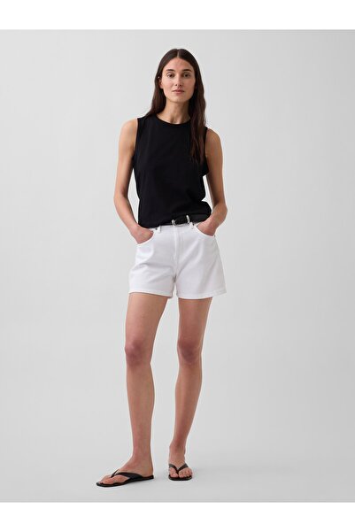 GAP Kadın Beyaz 3.5" High Rise Relaxed Straight Denim Şort