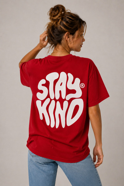 Rubonia Women's Oversize Stay Kind Printed T-Shirt 100% Cotton Comfortable Fi...