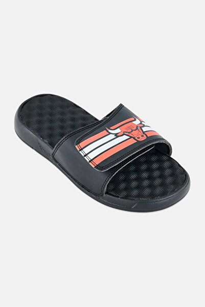 iSlide Kids Boy Chicago Bulls Stripes Slip On Slides, Black