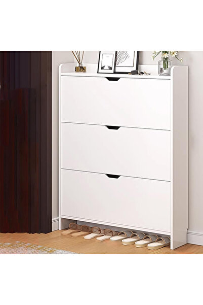 NKX Three Tier Shoe Rack Organizer Storage Foldable Closet with Doors for Liv...