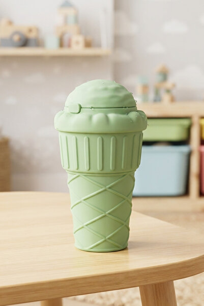 NESS HOME Cone and Ice Cream Shaped Leak-Proof Water Bottle with Straw and St...