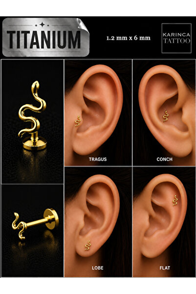 Karınca Piercing Mini Yılan Titanyum Piercing G23 Titanium Tragus Piercing