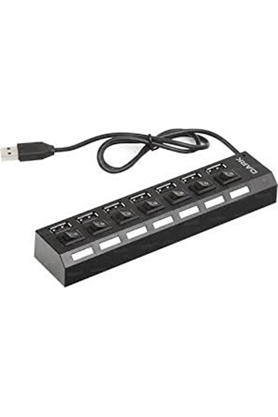 BSD محور USB2.0 مع مفتاح DK AC USB272 7 منافذ داكن