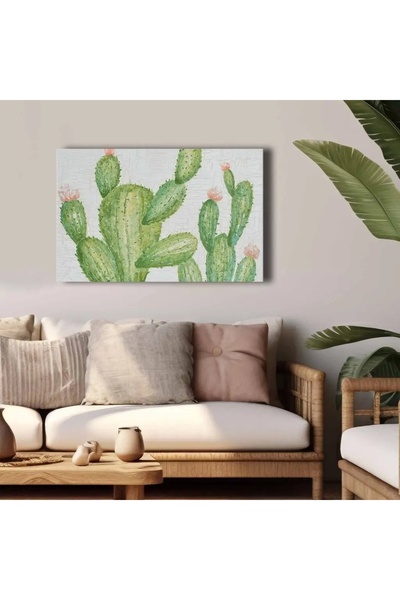 OEM Tablou decorativ Wallity, model cactus, pe pânză 45x70 cm, pânză/lemn, al...