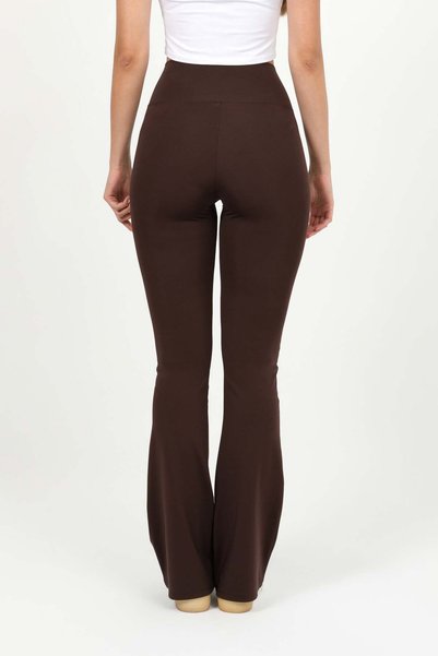 HDM Women's High Waist Gathering Brown Spanish Leggings - H5612
