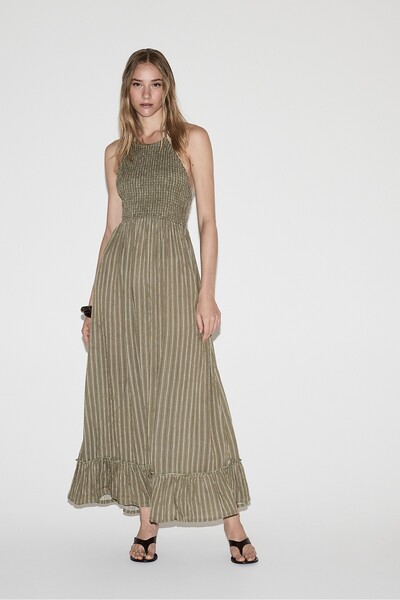 LEFTIES Halter yaka midi elbise