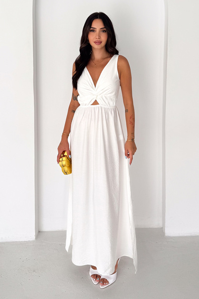 Noa&Noa Women's Double-Breasted Collar Waist Cut-Out Maxi Dress