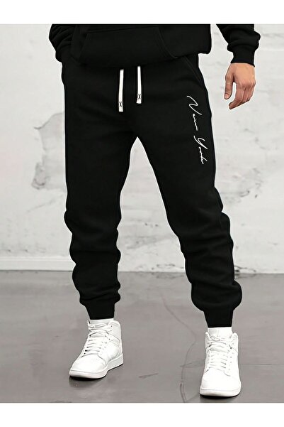 classy moda Unisex Lettering Front Printed 2 Thread Combed Cotton Baggy Trousers
