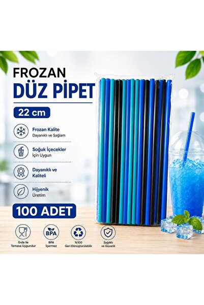 isopack mavi-turkuaz-siyah karışık 100'lü Frozen Kokteyl Pipet