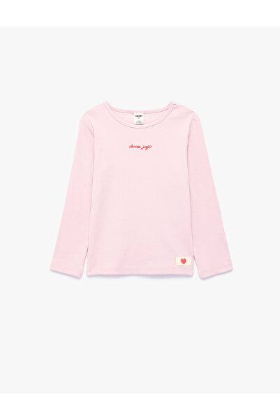 Koton Printed Detailed Long Sleeve Crew Neck Camisole Cotton T-Shirt