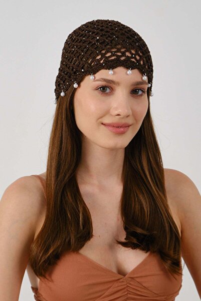 C&City Fine Detailed Mesh Knitted Summer Beanie Y8257 Brown