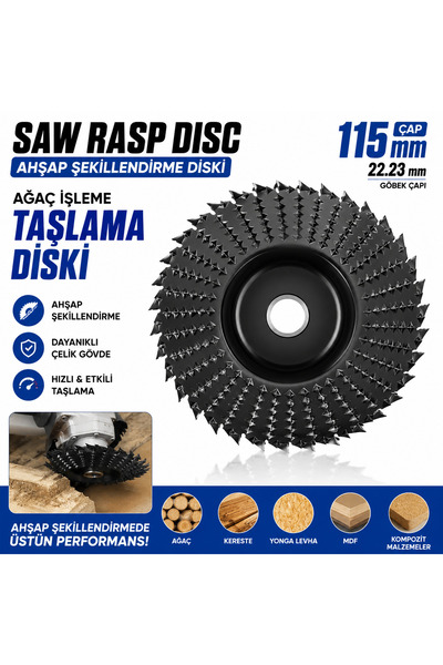 SENBANG 115 mm Ahşap Şekillendirme Diski Ahşap Oyma Taşlama Diski 22.23 mm Sp...