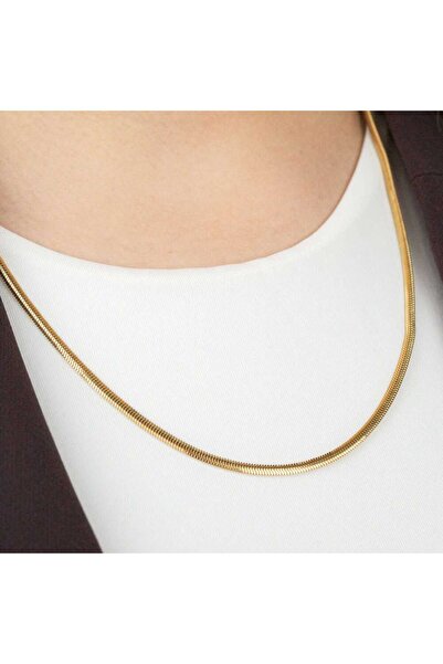 rycollections 316L Steel Gold Italian Crushed Chain Necklace