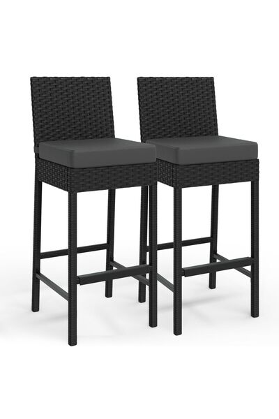 Garvee Wicker Bar Stools Set of 2 Outdoor Bar Chairs with Cushions
