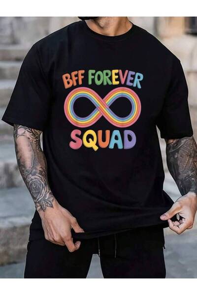 9TAY تي شيرت صيفي للرجال من القطن 100% بتصميم BFF Forever ملون بتصميم إنفينيت...