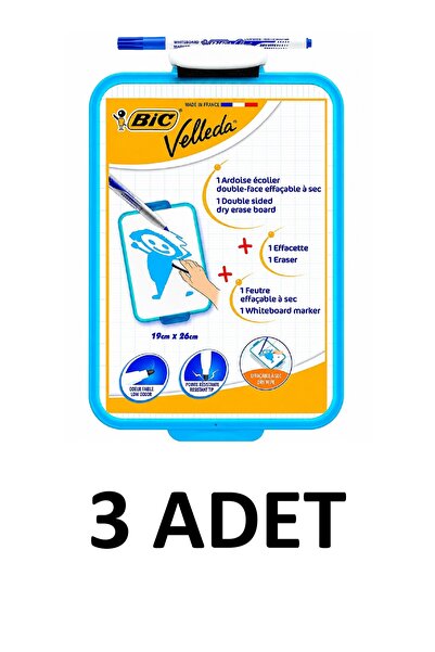 Bic 3 Adet Velleda Kalem Ve Silgi Yazı Tahtası 19x26cm