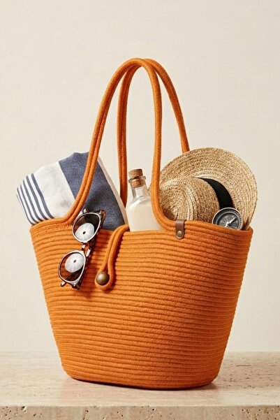 NOİR & GOLD Special Design Rope Knitted Women's Shoulder Bag - Suitable for D...