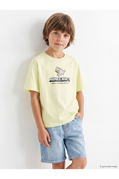 LC Waikiki Two Mt Shop Quality Lcw Kids Green Combed Cotton Printed Loose & B...