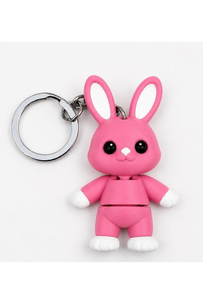 Generic Brand 3D Printed Cute Rabbit Keychain – Flexible Jointed Bunny Figure