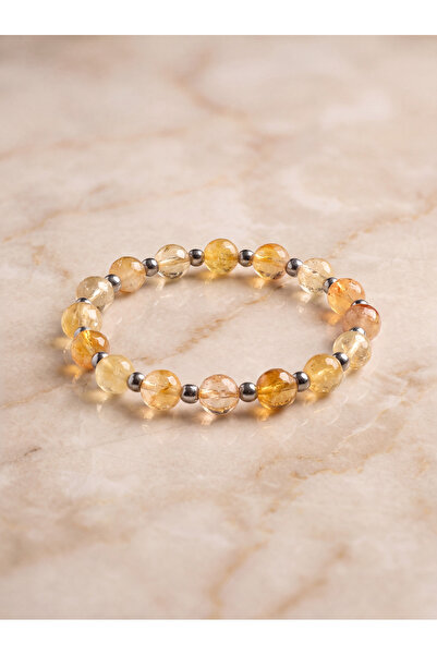 OSMANLI DEĞERLİ TAŞ Sitrin - Hematite Natural Stone Bracelet (8 mm) - Series 4