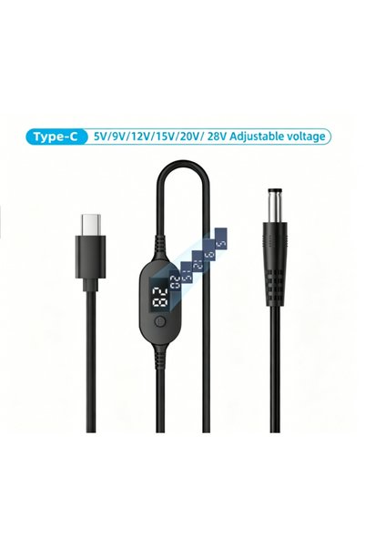 Choice5 1 متر أسود ​ يو ​ كابل طاقة SB C PD إلى DC بجهد قابل للتعديل 5 فولت 9...