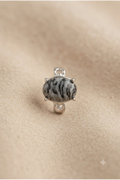 ZGNOVA Zebra Jasper Natural Stone Alloy Single Stone Ring