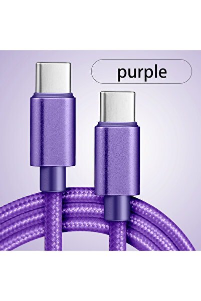 Choice7 3m PURPLE 66W Nylon Braided USB C to C Cable Fast Charging 1m 2m 3m f...